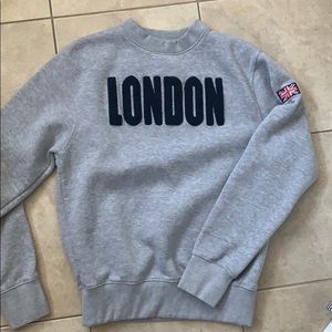 Grey London Crewneck w/ British flag detail
